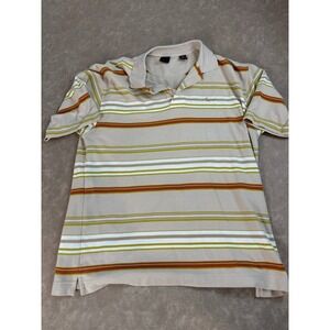 Vintage Kani Gold Mens Hip Hop Polo Shirt Multicolor Striped Short Sleeve XXL